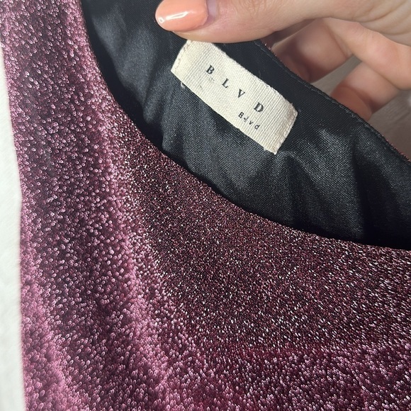 BLVD COLLECTION ONE SHOULDER PINK METALLIC DRESS SIZE SMALL - Picture 4 of 7